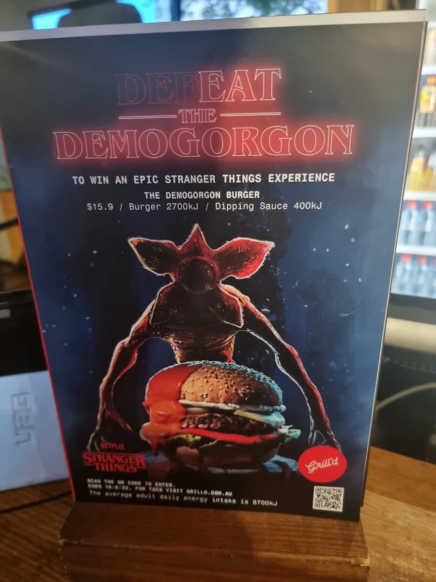 Menu, Grill'd Burgers - Richmond