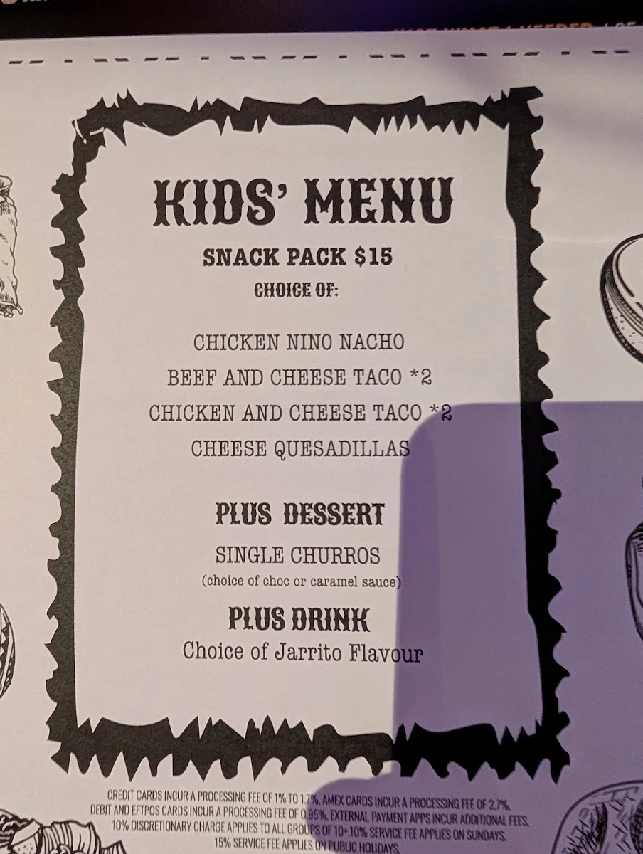 Menu, El Camino Cantina The Rocks, Sydney