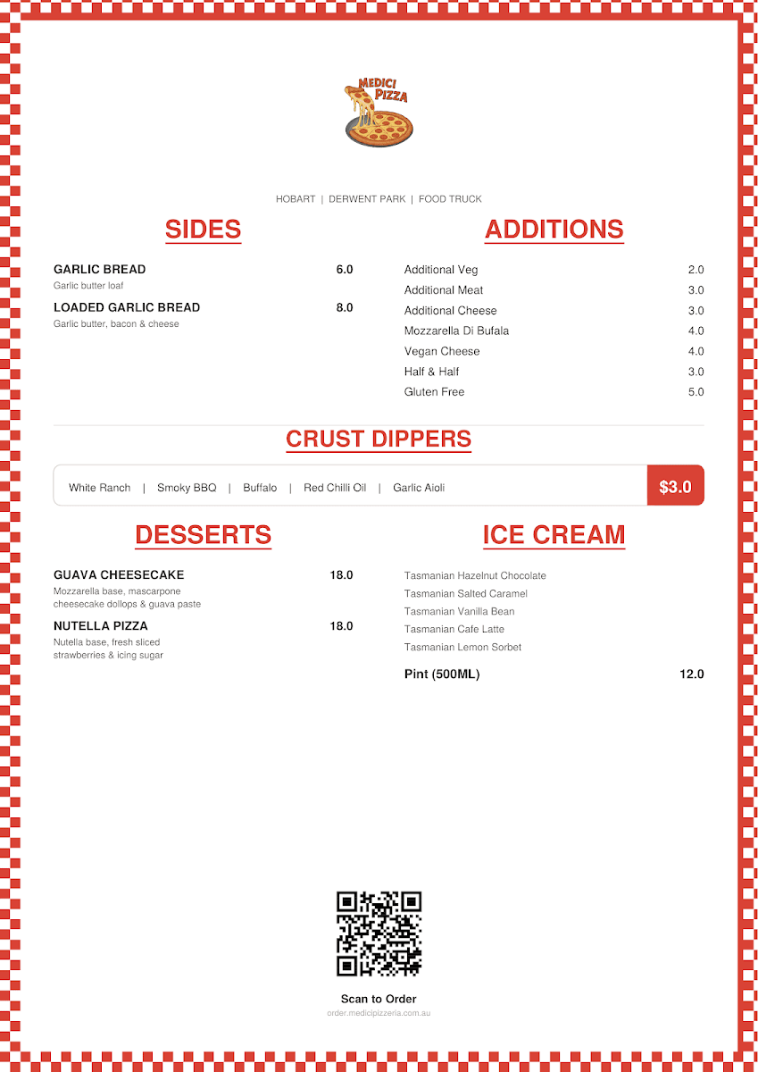 Menu, Medici