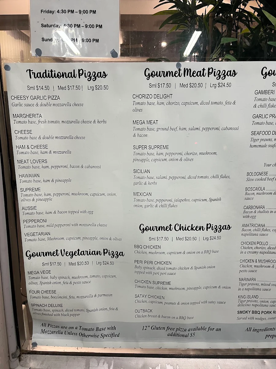 Menu, Pizza Project Dean Park