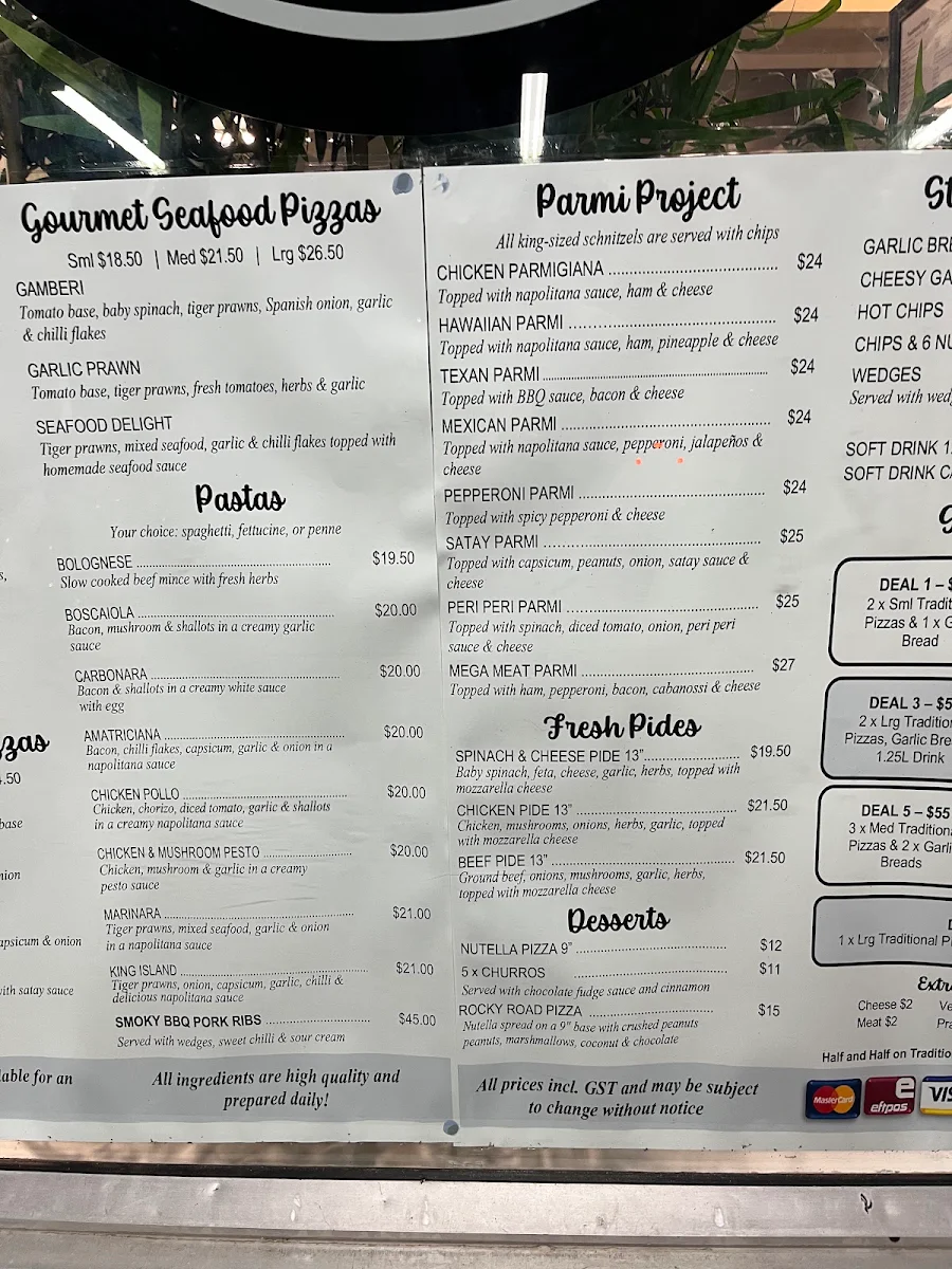 Menu, Pizza Project Dean Park