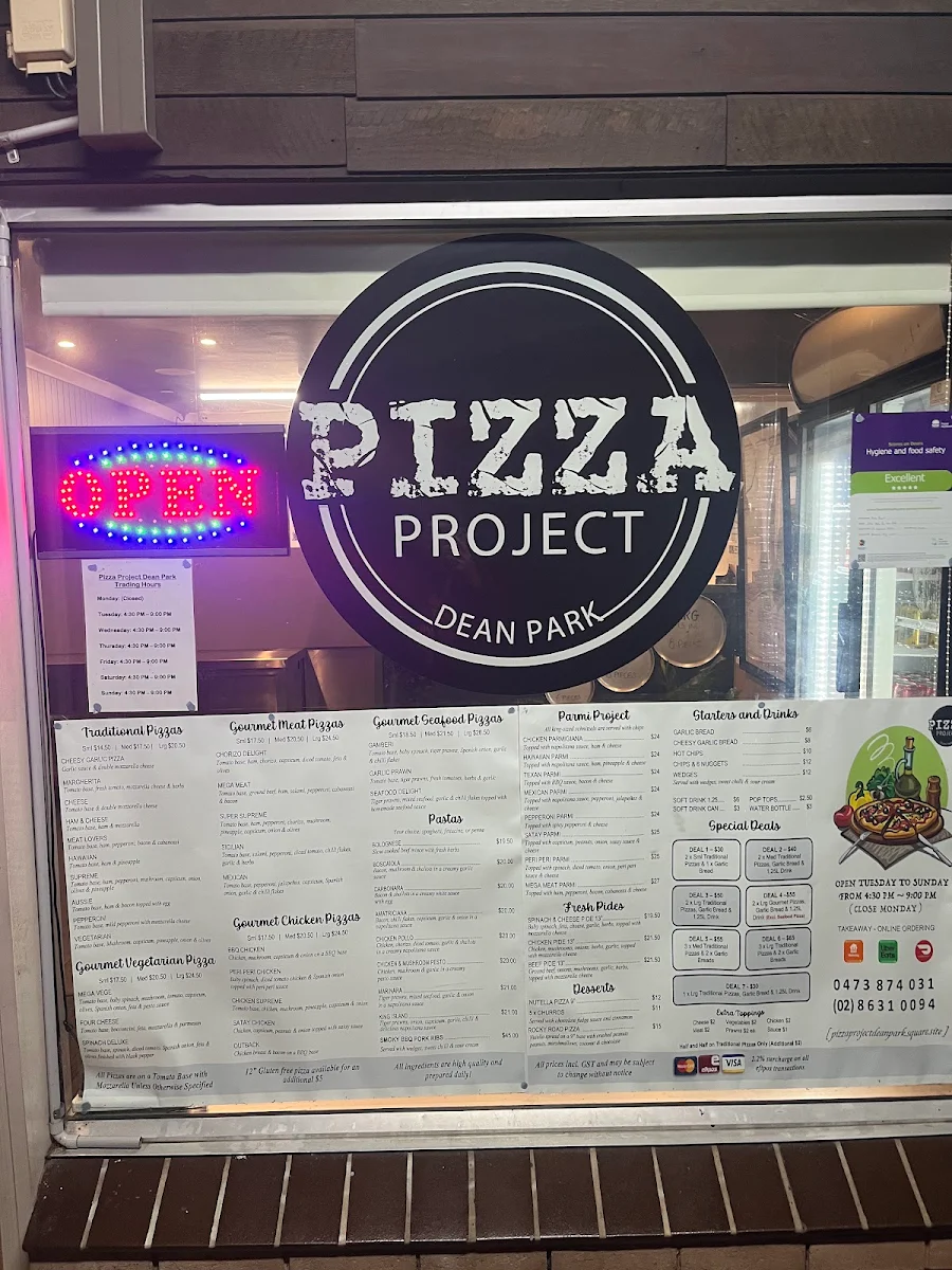 Menu, Pizza Project Dean Park