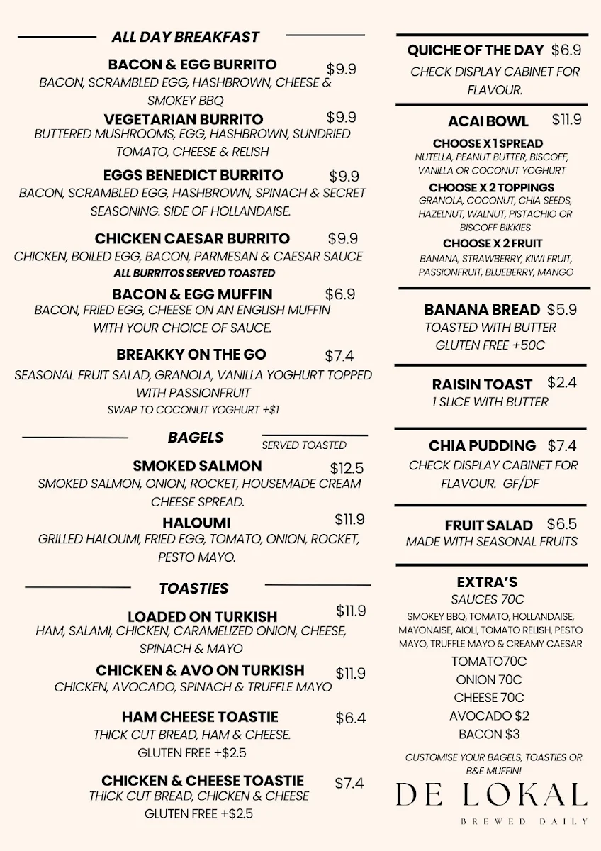Menu, De Lokal