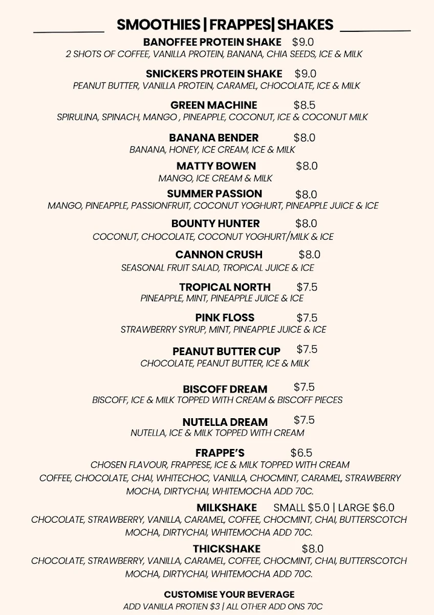 Menu, De Lokal