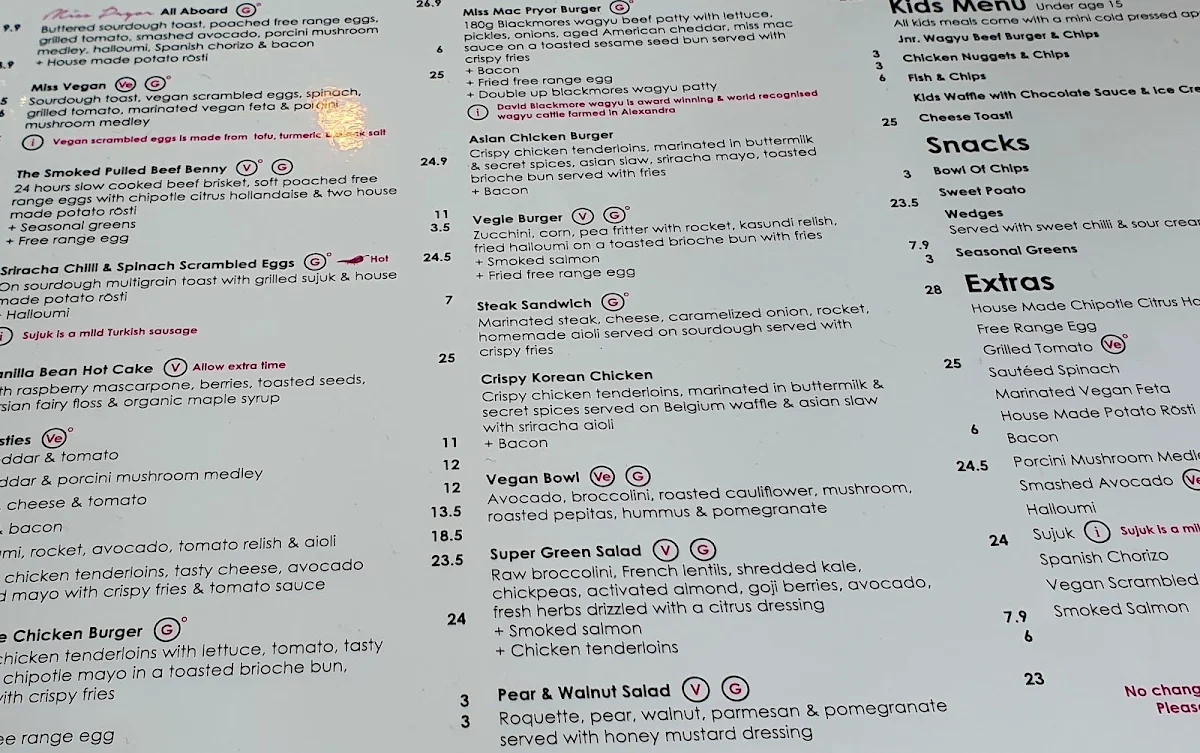 Menu, Miss Pryor
