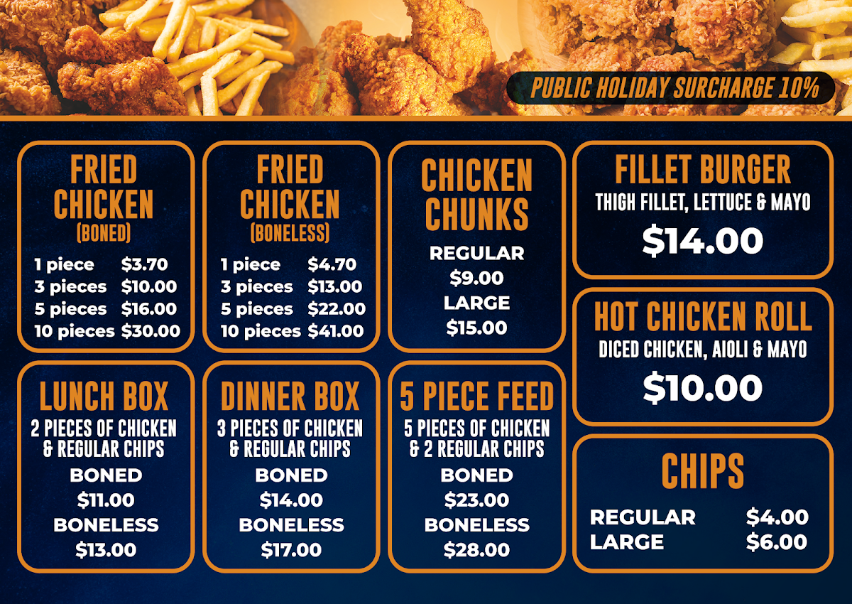 Menu, Frying Nemo Fish & Chips