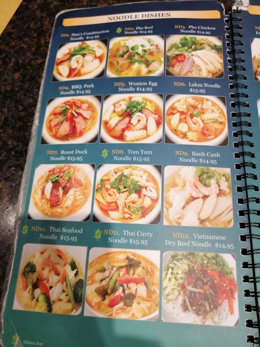 Menu, Han's Cafe