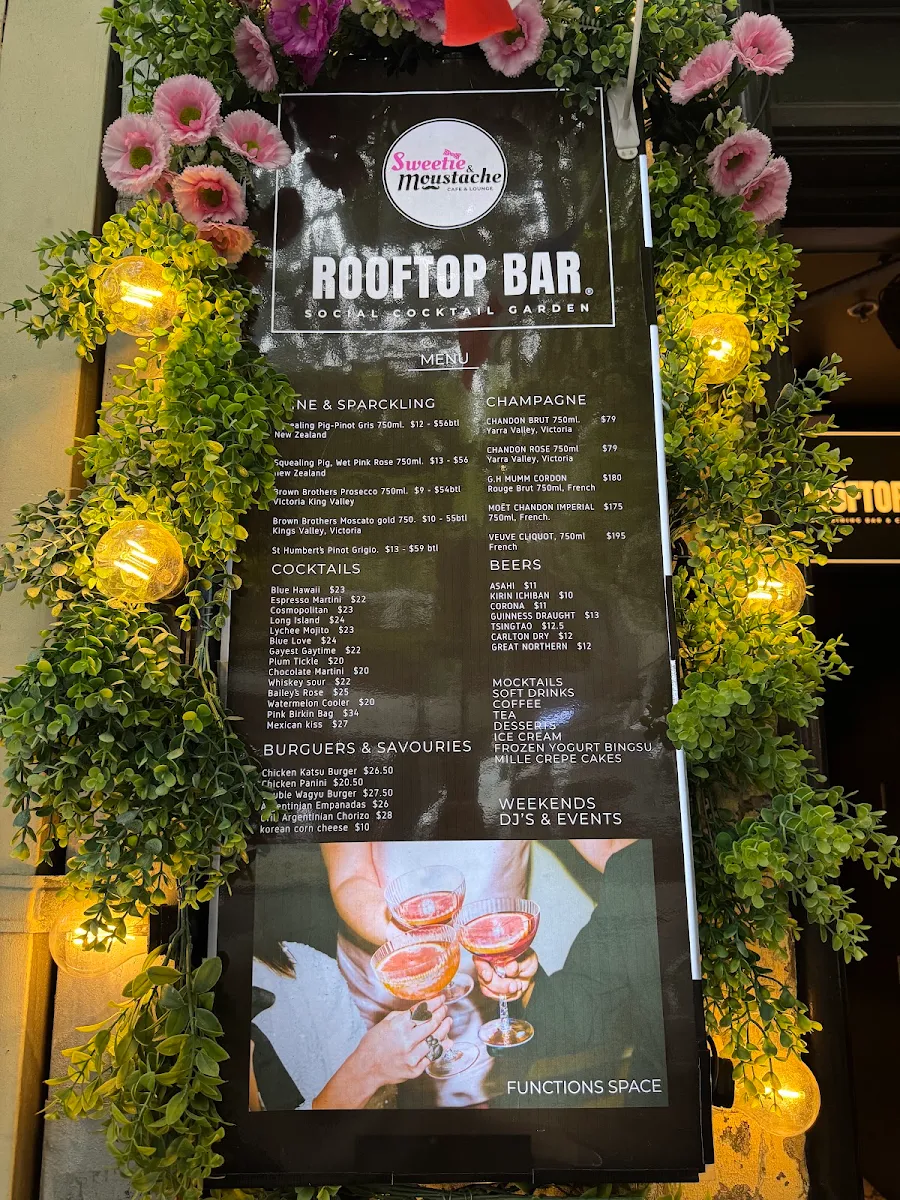Menu, Sweetie and Moustache Dining & Cocktail Bar
