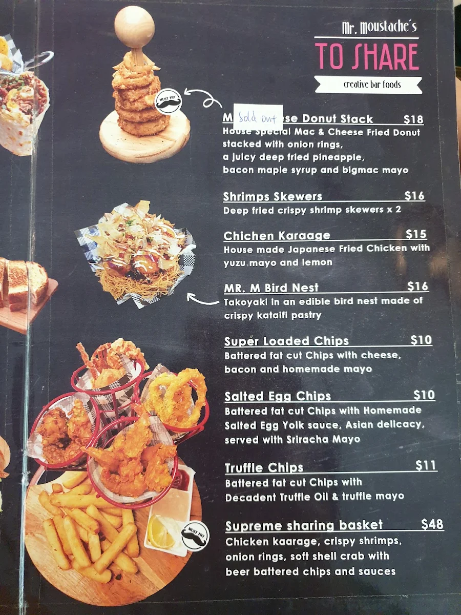 Menu, Sweetie and Moustache Dining & Cocktail Bar