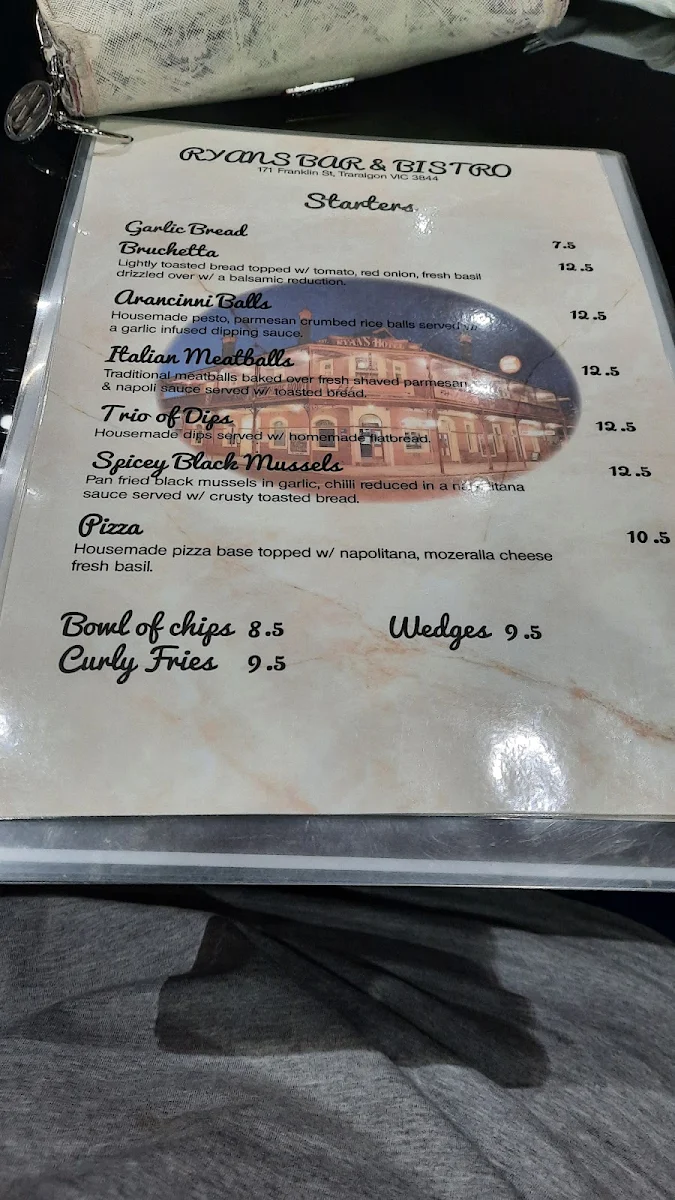 Menu, Hotel Traralgon