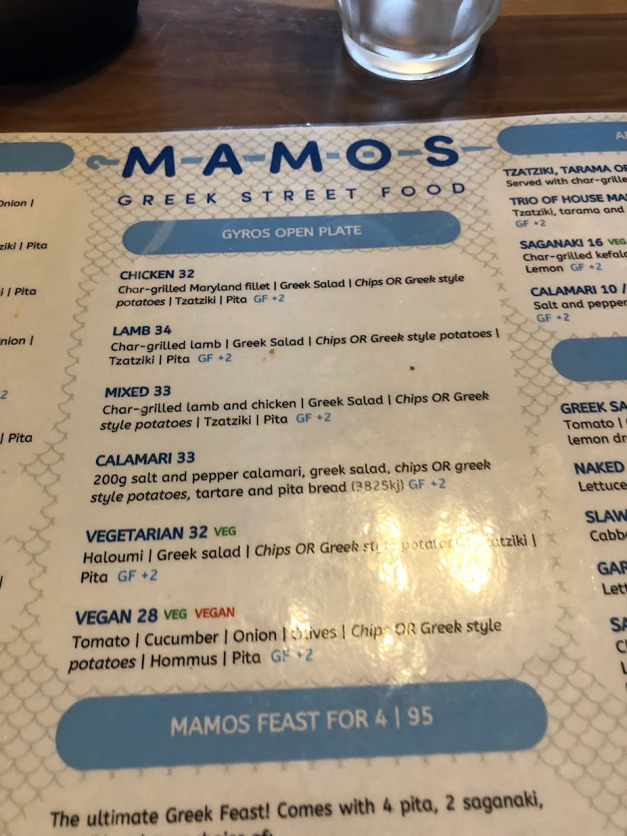 Menu, Hotel Traralgon