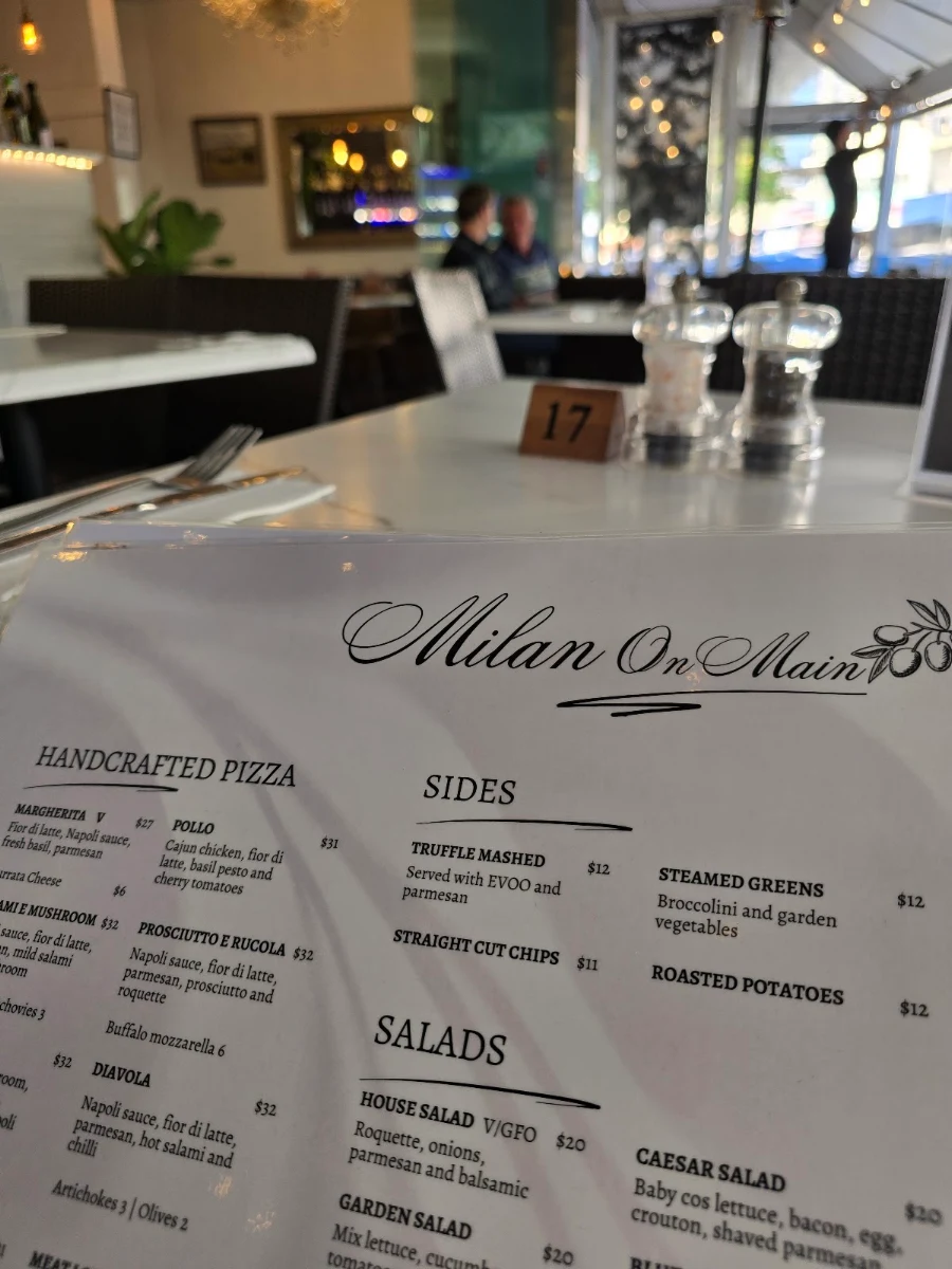 Menu, Milan On Main