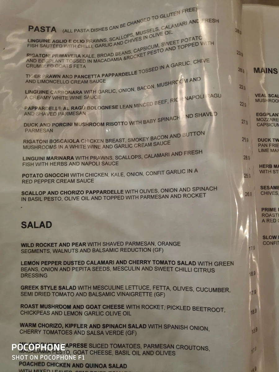 Menu, Milan On Main