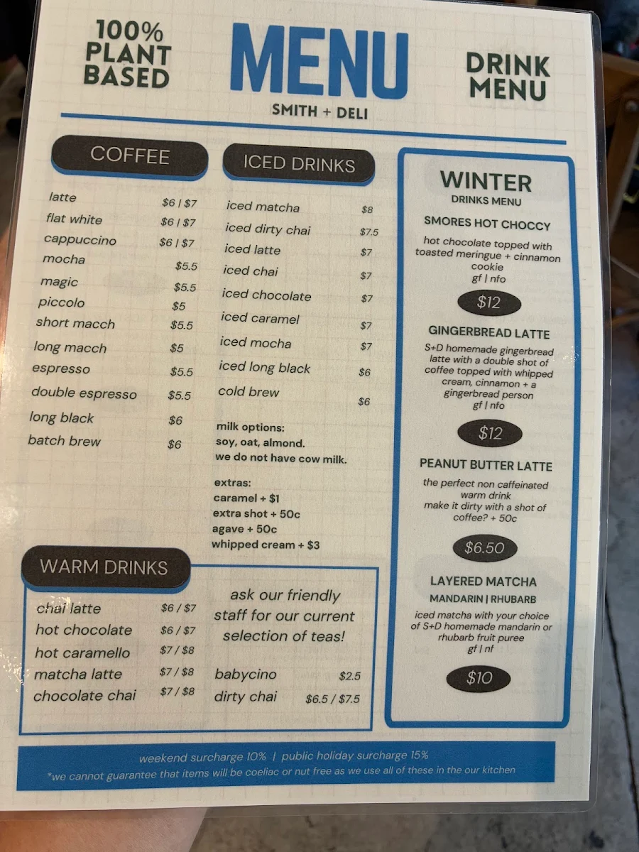 Menu, Smith & Deli