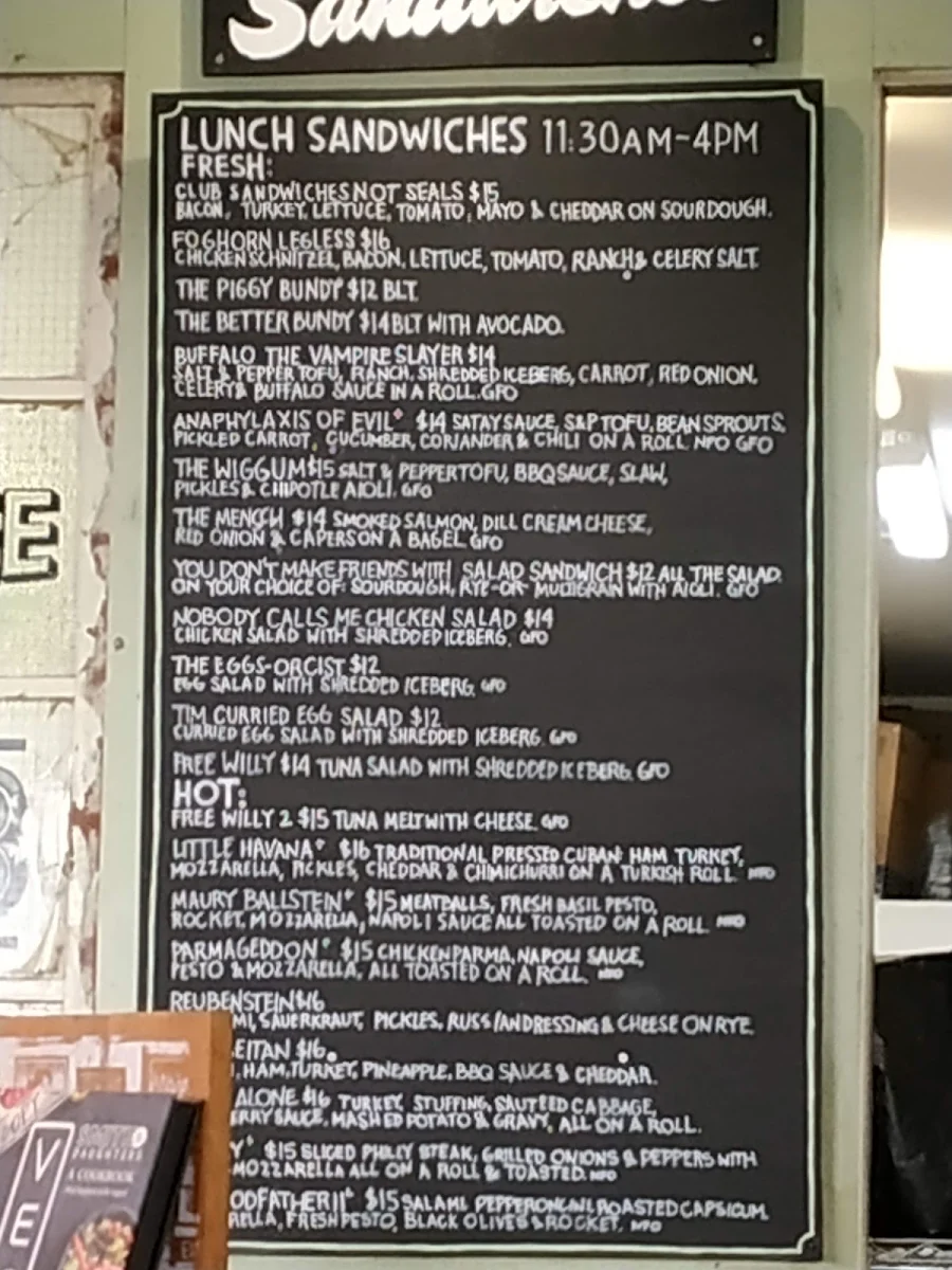 Menu, Smith & Deli