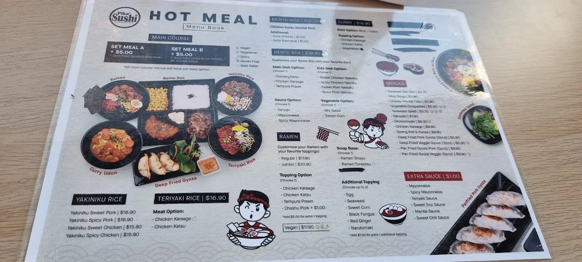 Menu, Pika Sushi Mornington
