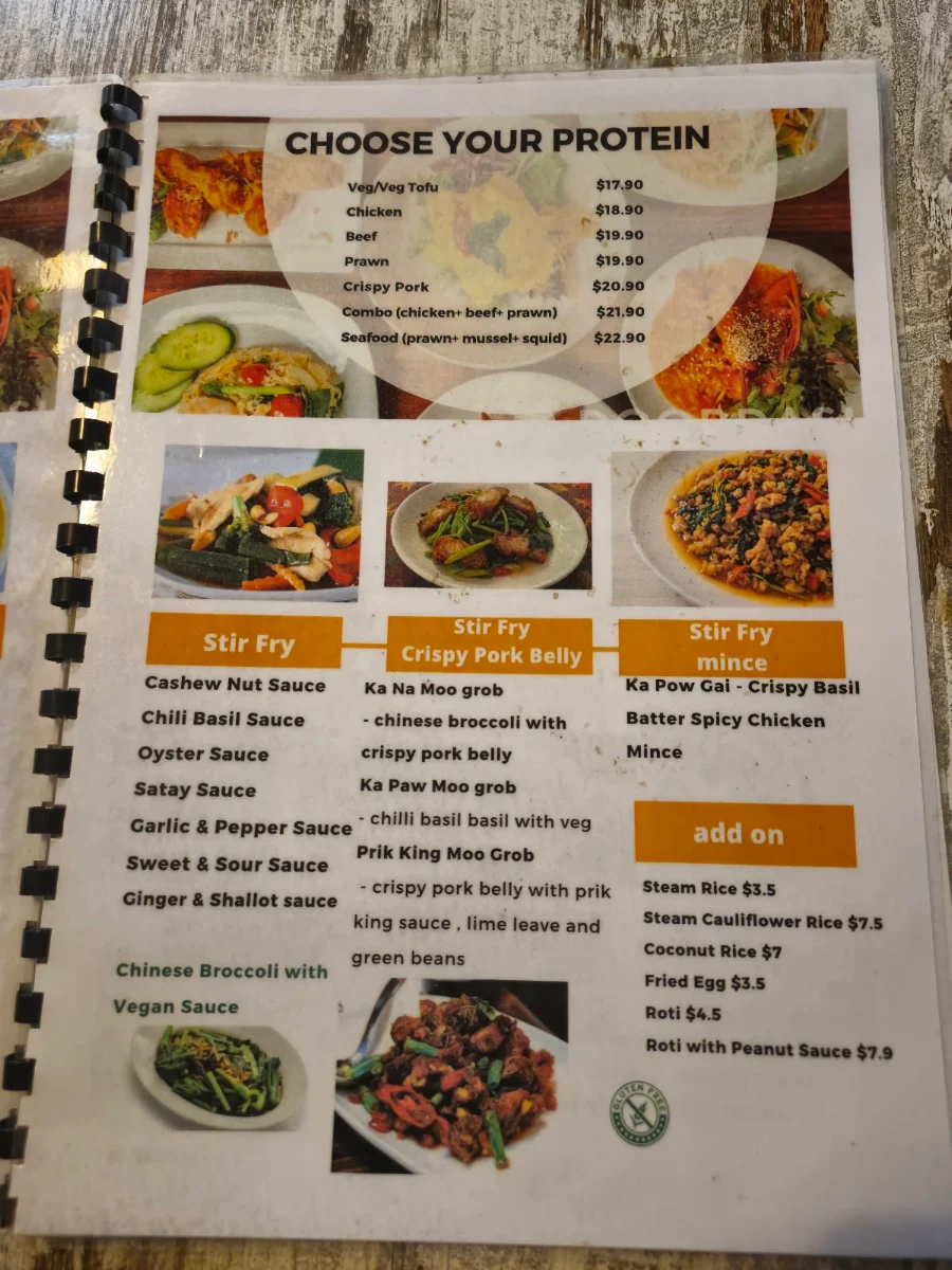 Menu, Red Lemon Thai