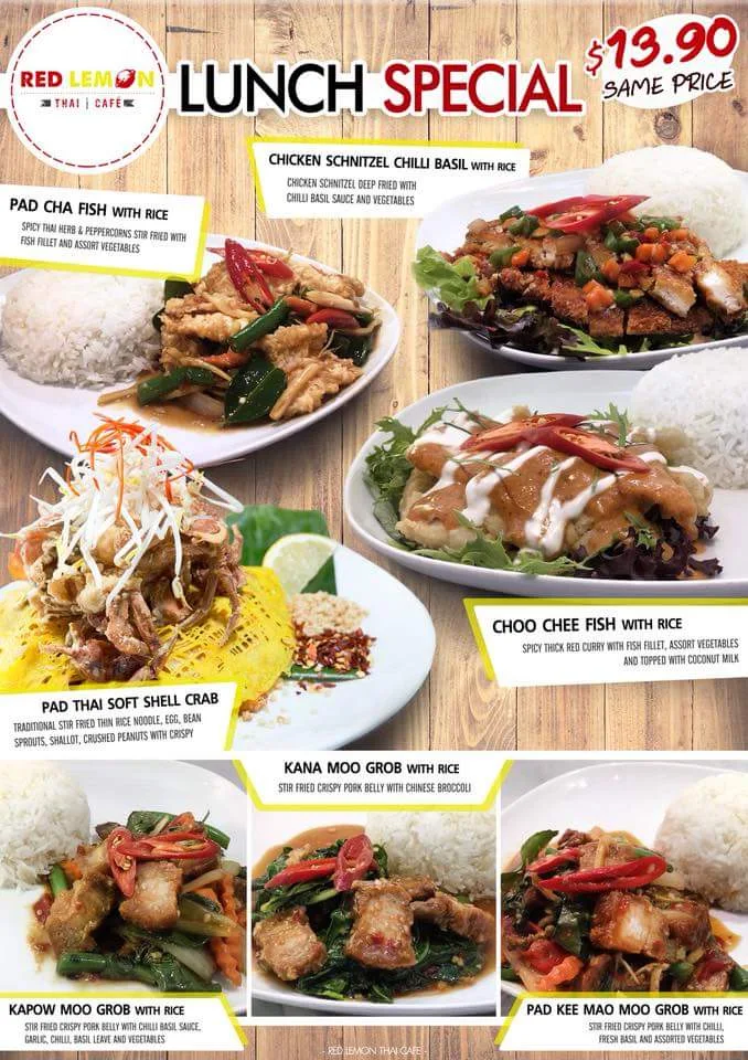 Menu, Red Lemon Thai