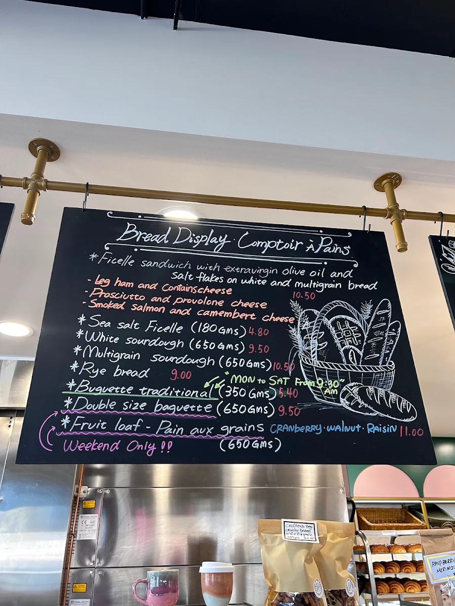 Menu, Harvest Boulangerie Patisserie
