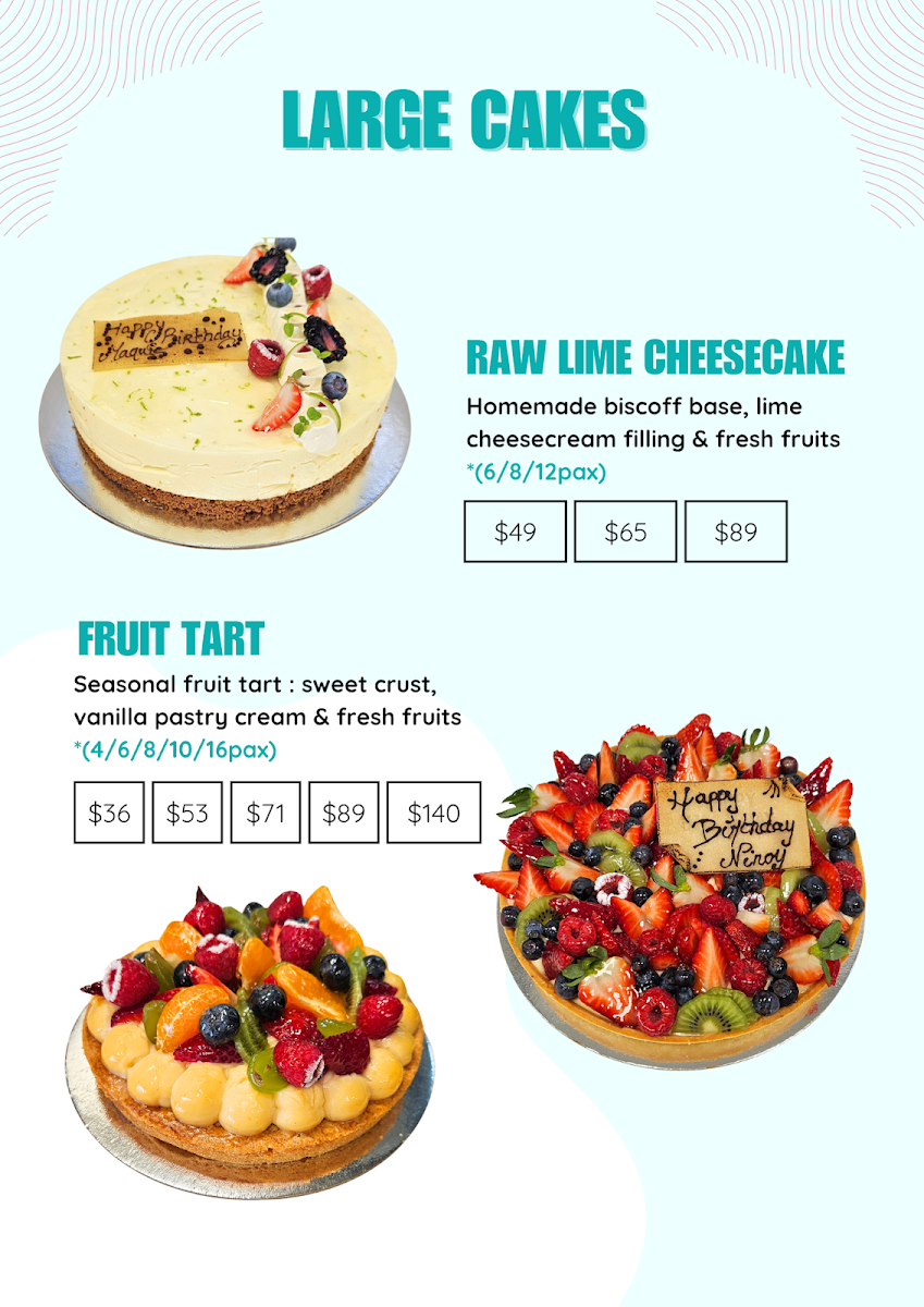 Menu, Harvest Boulangerie Patisserie