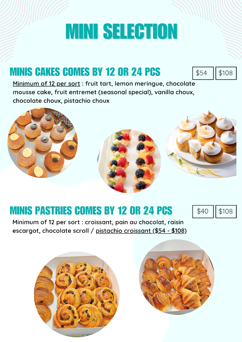Menu, Harvest Boulangerie Patisserie