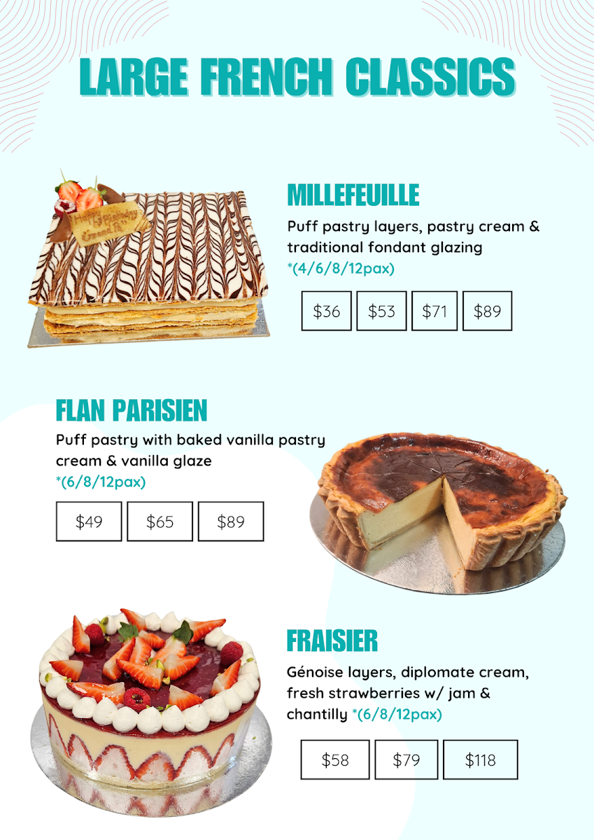 Menu, Harvest Boulangerie Patisserie