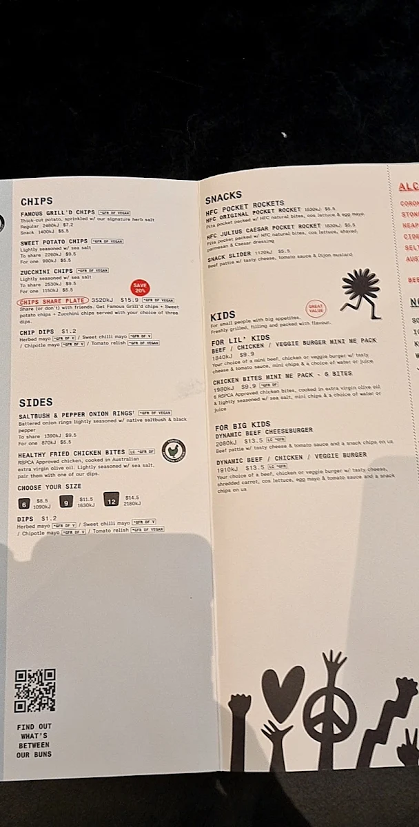 Menu, Grill'd Cairns Central