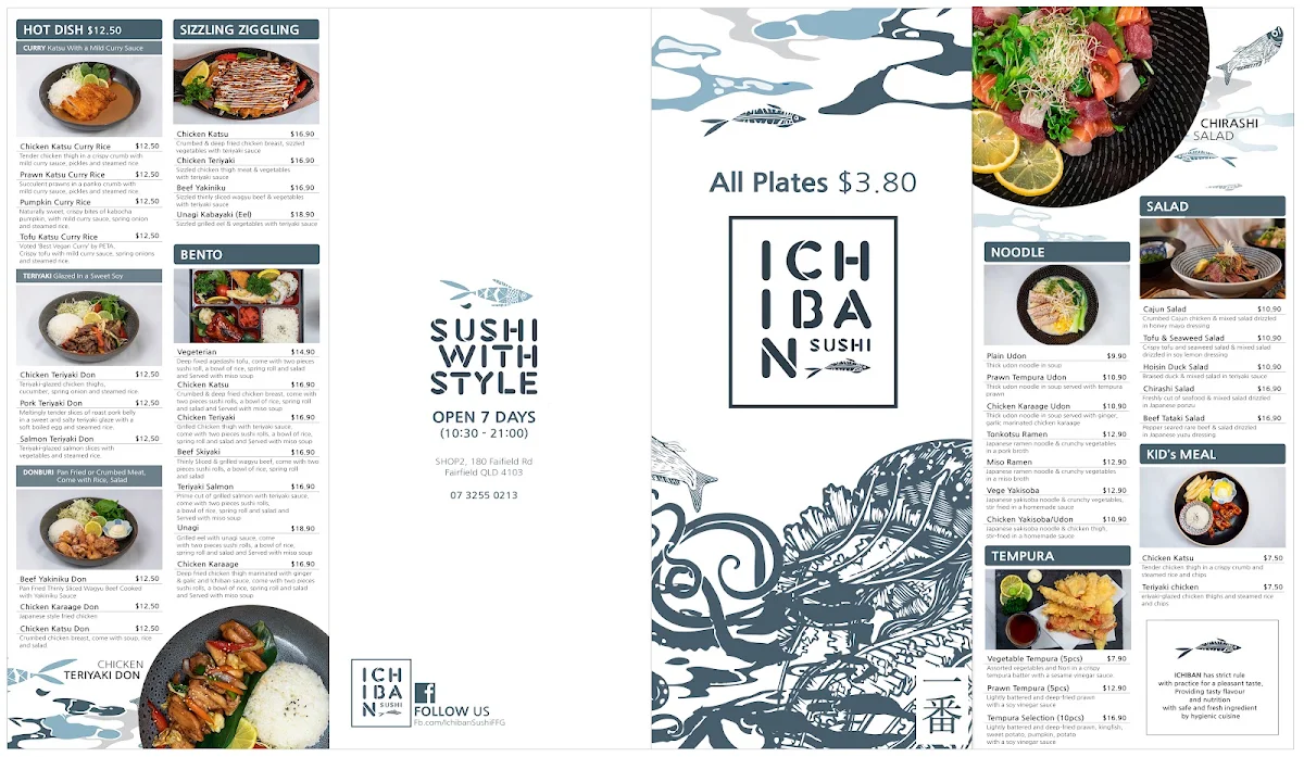 Menu, Ichiban Sushi CBD