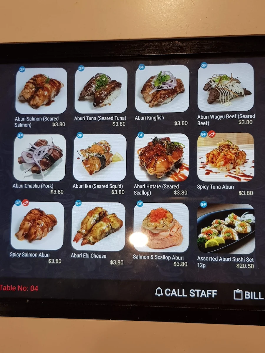 Menu, Ichiban Sushi CBD