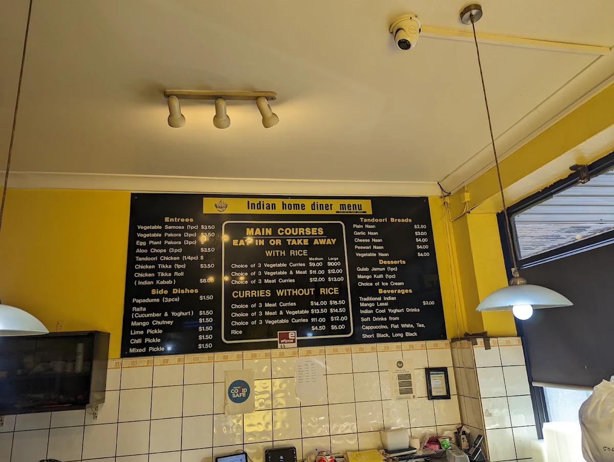 Menu, Indian home diner summer hill