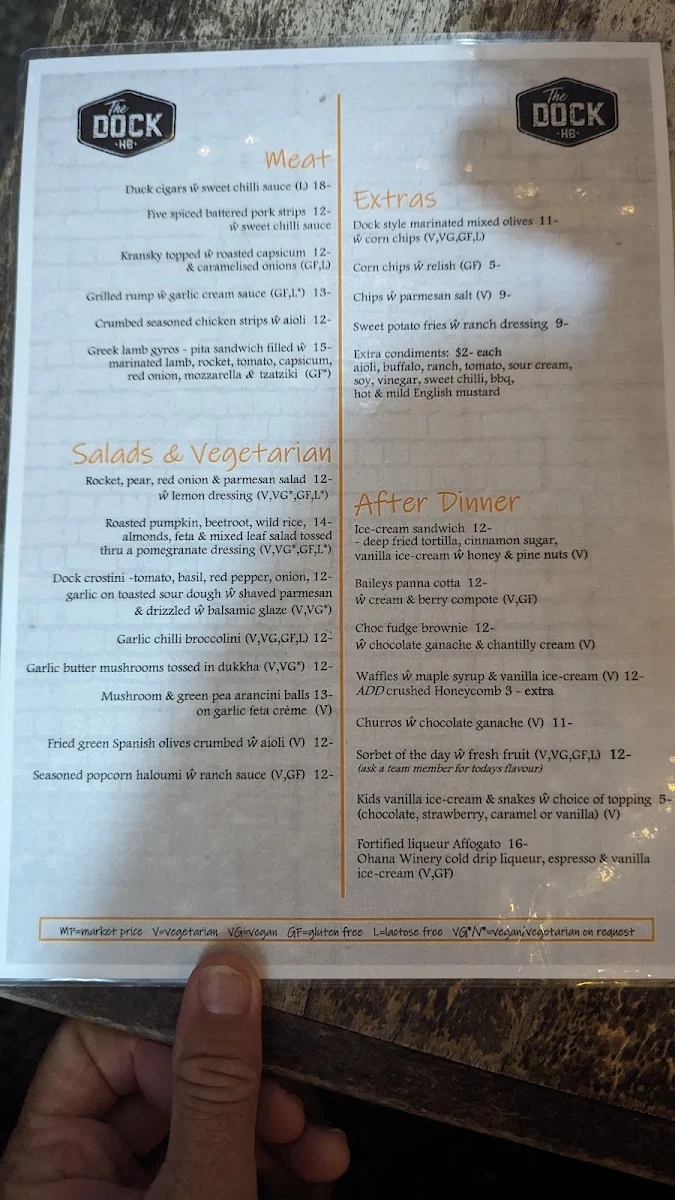 Menu, The Dock Hervey Bay - Tapas Bar & Restaurant