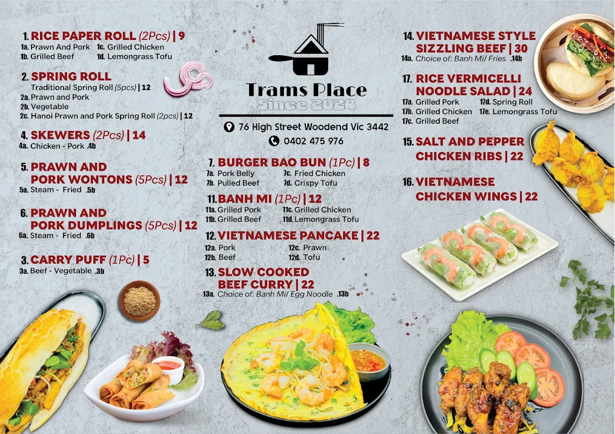 Menu, Trams Place