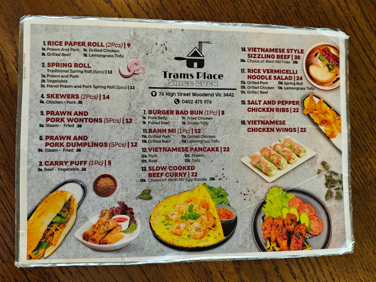 Menu, Trams Place