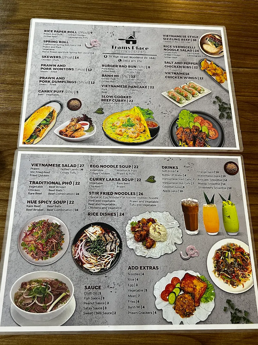 Menu, Trams Place