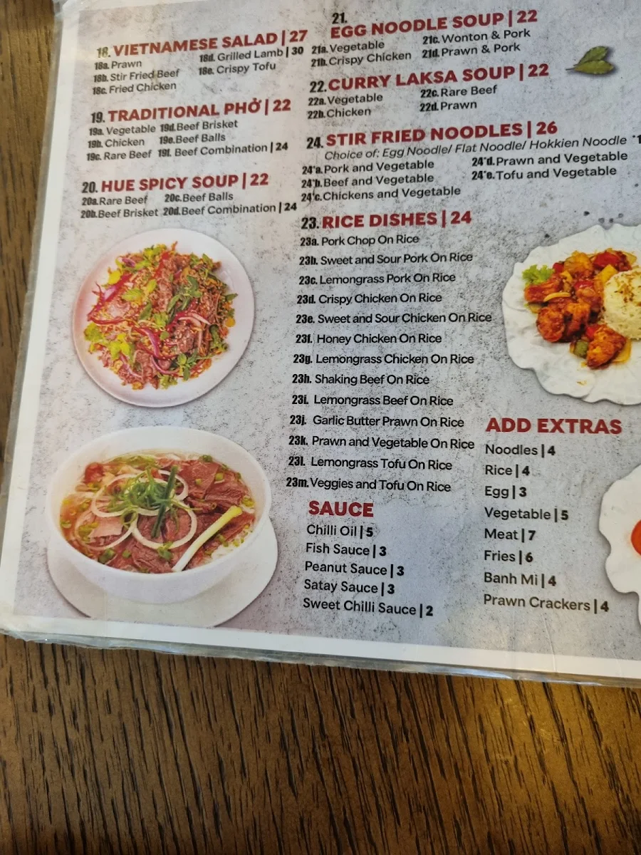 Menu, Trams Place
