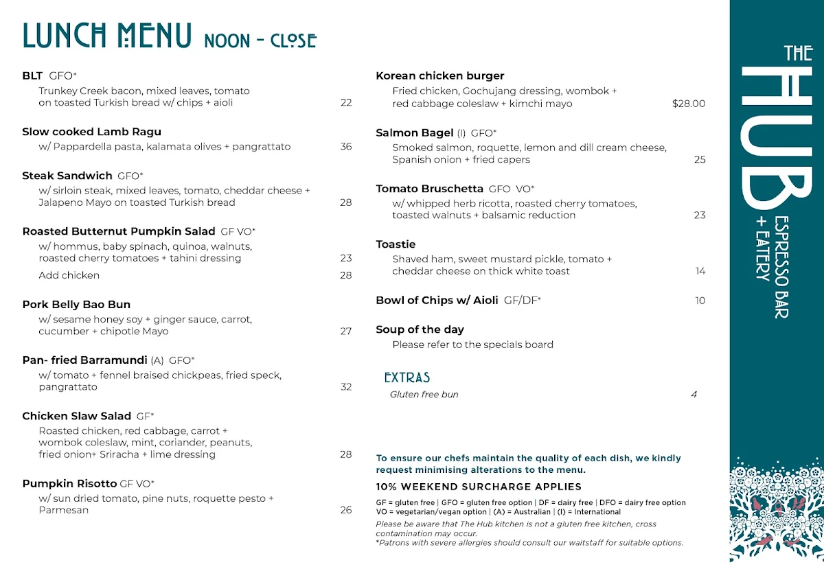 Menu, The Hub