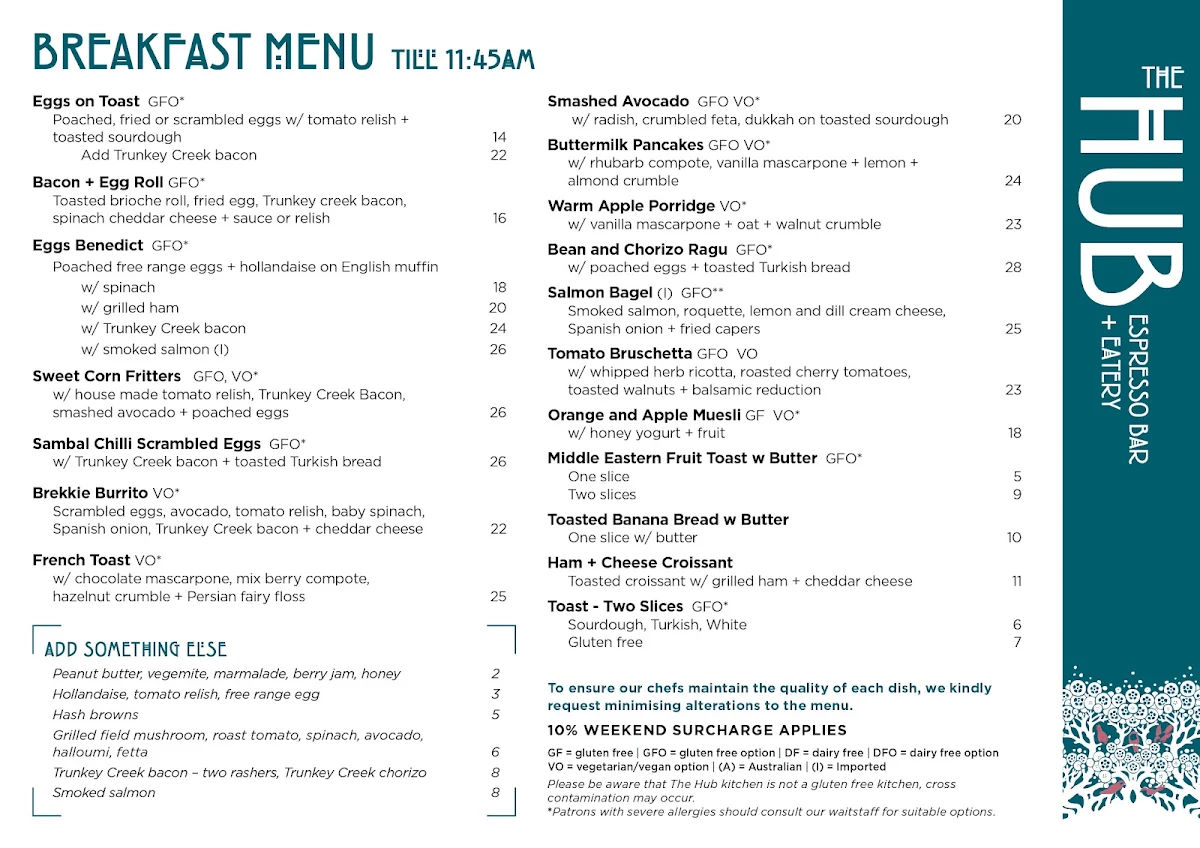 Menu, The Hub