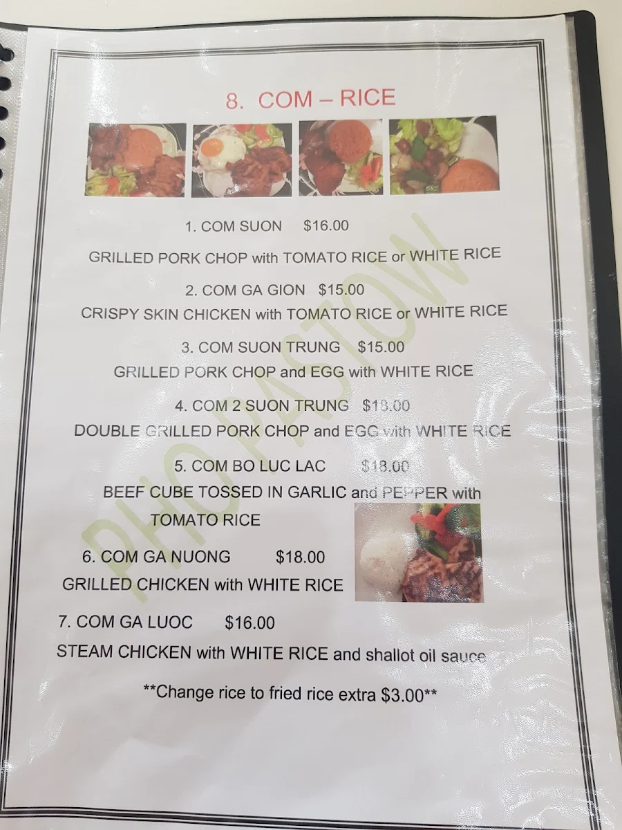 Menu, Pho Padstow