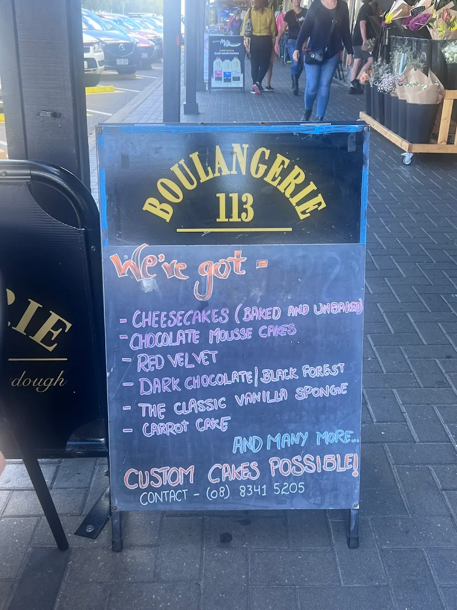 Menu, Boulangerie 113 Semaphore