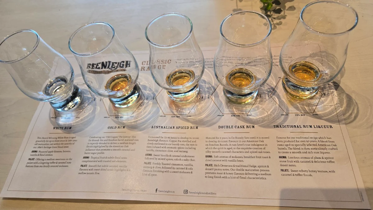Menu, Beenleigh Artisan Distillery