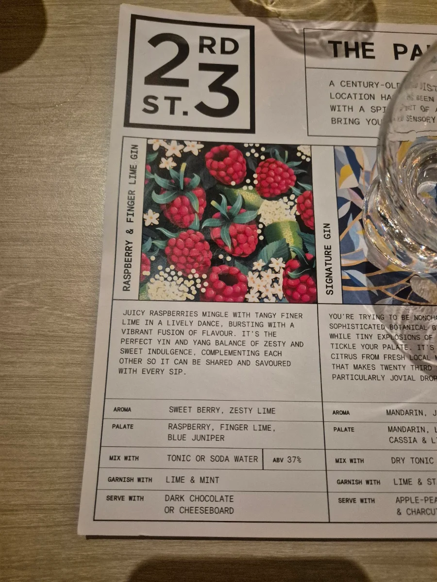 Menu, Beenleigh Artisan Distillery