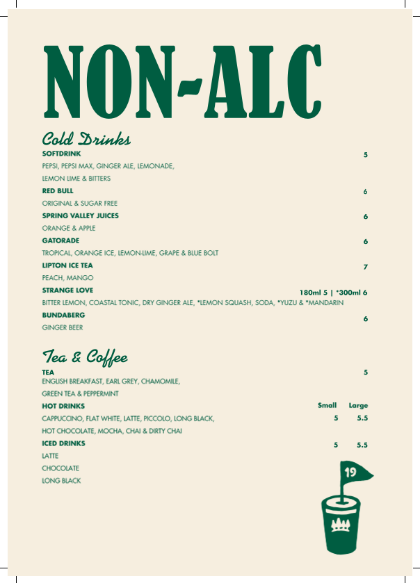 Menu, 4 Pines Landers Pocket