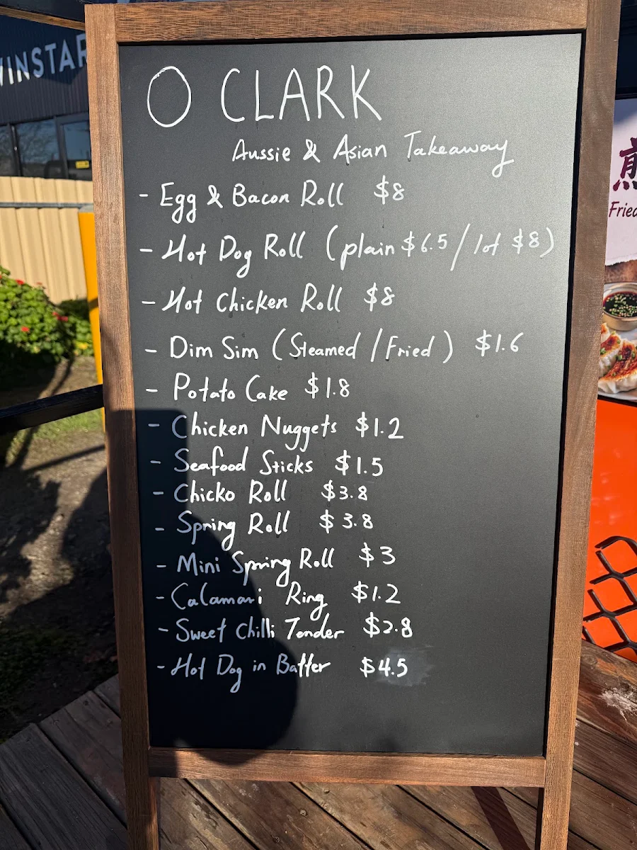 Menu, O CLARK Aussie & Asian Takeaway