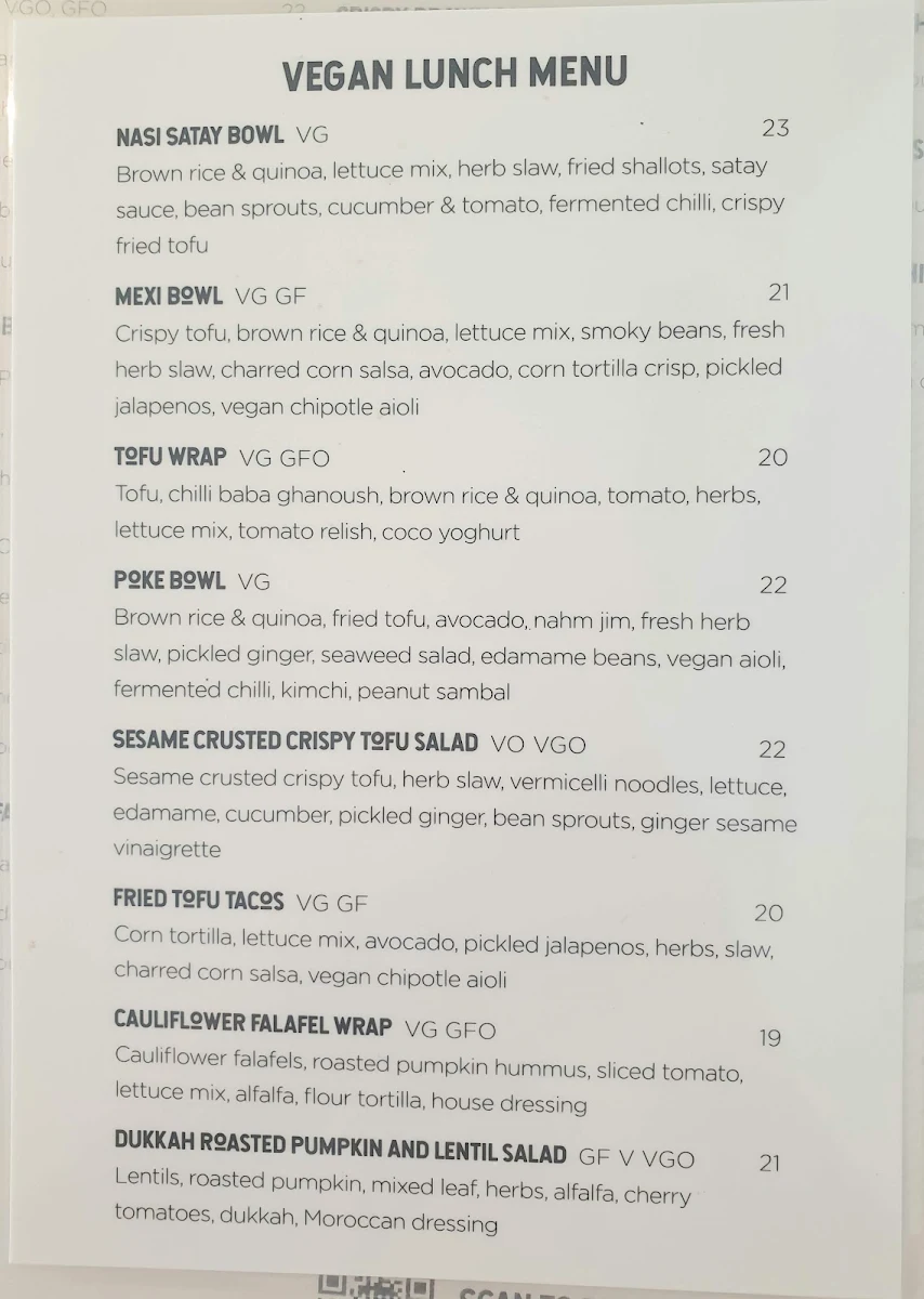 Menu, Bateau Beach Cafe