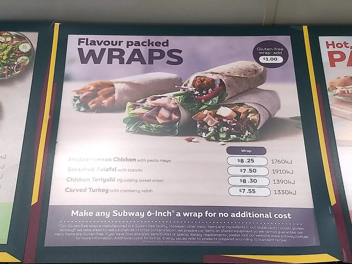 Menu, Subway