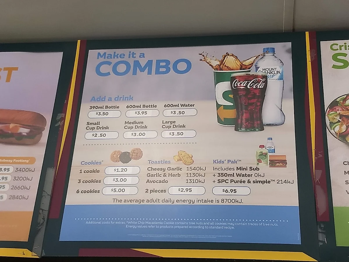 Menu, Subway