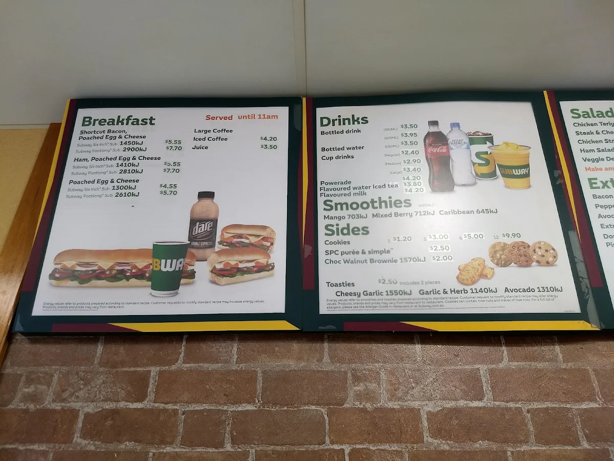Menu, Subway