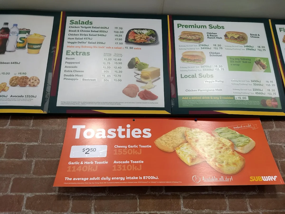 Menu, Subway