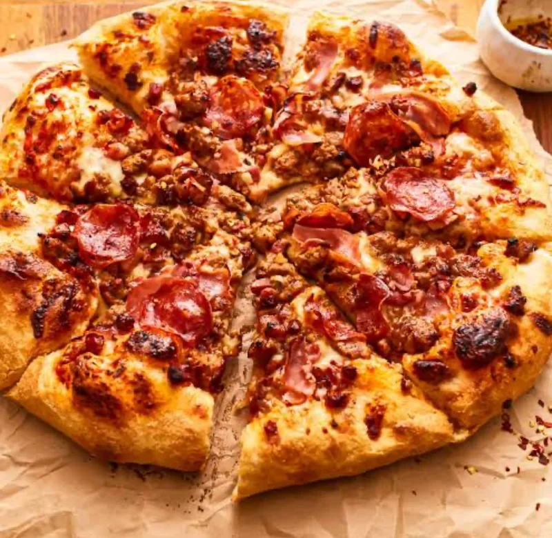 Double bacon cheeseburger pizza