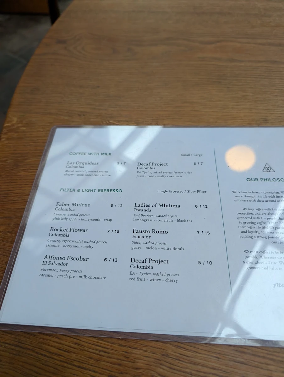 Menu, Brighter Coffee
